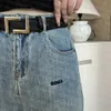 بنطلون جينز أزرق نسائي عتيق جينز مستقيم مصمم رسالة مطرزة بنطلون جينز نسائي