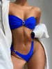 Bikini set mikro bikini seksowne stroje kąpielowe bikini set bandeau kobiety stroje kąpielowe lśniący garnitury kąpiel