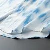 メンズカジュアルシャツミングルブルーシェードメンズラグジュアリー長袖幾何学的パターン印刷シンプルなスリムドレープエフェクト男性ドレス