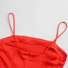 Vestidos casuales mujeres 2023 verano color rojo una línea mini vestido sexy correa de espagueti fiesta femenina sin mangas sin espalda vestido de verano