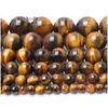 Stone 8Mm Wholesale Natural Beads Yellow Tiger Eye Round Loose For Jewelry Making 15.5 Pick Size 4/6/8/10/12/14 Mm Drop D Dh3I6