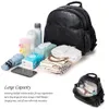 Blöja väskor mode moderskap blöja byte för mor svart stor kapacitet med 2 remmar resor ryggsäck baby 230328