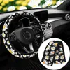 Stuurwielafdekkingen Autoverdekprotector Automotive Fabric Anti Grip Decoratiedoek Voertuig Accessoire Bloem Auto Film