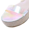 Sandals Fashion PVC Platform Fisherman Women Transparent Hook&loop Wedges High Heels Party Shoes Size 35-40 Drop Ship