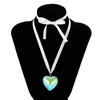 Choker DIEZI Sweet Cool Big Heart Pendant Necklace For Women Girls Fashion Korean White Black Rope Chain Statement Jewelry