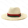 Wide Brim Hats Fashion Fedora Straw Hat Outdoor Travel Vacation Sun Shade Panama Jazz Straw Beach Cap Men Women Sun Protection Big Brim Hat J2303283