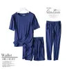 Damen-Nachtwäsche, Frühlings- und Sommer-Damen-Pyjama, dreiteilig, kurzärmelige Shorts, Hose, Modal, weiches T-Shirt-Pyjama, lockeres Damen-Heimset 230328