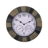 Wall Clocks Clock With Temperature And Humidity Waterpoof Silent For Kitchen Home