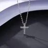 Europäischen Luxus Shiny Zirkon S925 Silber Kreuz Anhänger Halskette Mode Frauen Exquisite Halskette Kragen Kette Marke Schmuck Zubehör