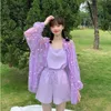 Kadın bluz gömlekleri wtempo kadın shire öğrencileri Koreli çok yönlü baskı papatya güneş koruyucu uzun kollu yaz kolej tarzı bluz kadın gömlek 2023 y2303