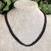 チェーン1 PC FENGBAOWU NATURAL BLACK SPINEL NECKLACE RAUND FACETED BEADS CRYSAL REIKI HEALING STONE JEWELLY