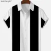 Camisas casuais masculinas impressão digital camisetas masculinas listras pretas e brancas de alta qualidade praia casual havaiano camisas colorblock2022 w0328