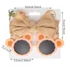2Pcs/Card Panda Bear Baby Sunglasses Textured Fabric Headband Cute Dot Price Bullet Bow Hairbands Kids Seaside Sun Glasses