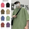 男性S Tシャツ特大の苦しめられた綿Tシャツ男性ヒップホップビンテージソリッドハラジュクY2K Tシャツ女性ストリートウェアカジュアルTシャツ230327