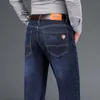 Jeans da uomo 2023 autunno spesso classico moda business pantaloni larghi casual in denim elasticizzato pantaloni slim di marca di fascia alta maschile