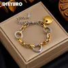 Bracelets de charme dieyuro 316l Pulseira de charme de coração inoxidável para mulheres para mulheres Hip Hop Street Tend
