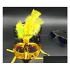 Party Masks Halloween Luminous Feather Led Princess Venetian Mask Hjia488 Drop Delivery 202 Dhacw