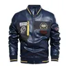 Men's Leather Faux AutumnWinter Embroidery Jacket Men Winter Fleece Baseball Moto PU Male Stand Collar Casual Windbreaker Coat 230328