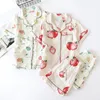 Women's Sleepwear Summer Shorts pajamas sets women 100% gauze cotton Japanese fresh sweet short sleeves shorts sleepwear women 230328