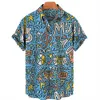 Men's Casual Shirts 2022 Men's Short Sleeve Casual Music Print Hawaiian Shirt Men's Loose Plus Size Top Direct Sales Beach Summer W0328