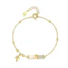 Bracelets porte-bonheur vente couleur or personnalisé Jade et bambou pendentif mode Zircon femmes Bracelet cadeau SL028