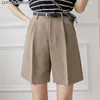 Damen-Shorts, lockeres Khaki, weites Bein, Sommer-Shorts, lässig, hohe Taille, legerer Anzug, Stoff, knielange Hose, weibliche Caprihose, Bermuda 230328