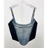 Women's Tanks Women's Denim 2023 Stitching Tight -fitting Corset Women Sexy Tube Y2k Clothes High -quality Suspender Top Trat Bra