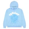 Men's Hoodies Sweatshirts 2024 New Sky Blue Hoodie Men Women 1 1 Hip Hop Young Thug Spider Hoodie World Wide 555555 Sweatshirts Print Pullover 793