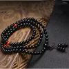 Strand Noir Obsidienne Bracelet Cornaline 108 Perles Bracelets Extensibles 6mm Bouddhiste Médiation Prière Mala Mode Femme