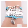 Charm Armband Retro Style Women Infinity Leather Wrap Armband Crystal Angel Wing Cross Drop Delivery 202 DHSUU