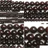 Pierre 8 mm naturel grenat rouge foncé perles rondes en vrac 15 brins 4 6 8 10 12 mm taille au choix pour la fabrication de bijoux livraison directe 202 Dh5Sv