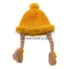 Caps Hats Warm Soft Plush Ball Pompom Kids Handmade Cap with Braids Children Autumn Winter Fashion Pruiken Hoed Plaits Bonnet 230328