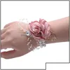 Wedding Flowers Party Zapasy imprezy Cor Bridesmaid Bransoletka Fleur Fleur Roses Boutonniere Bridal Sister Girl Bracele Dhuym