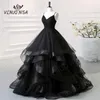 Feestjurken Fashion Lace Wined Red Black Quinceanera -jurk Spaghetti -bandjes Ruches Organza Vestidos de 15 debutante jurk Bohemia Princess 230328