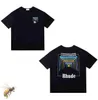 デザイナーシャツ夏のメンズTシャツレディースrhudeデザイナートップスレターポロス刺繍Tシャツ衣類半袖Tシャツ大ティー