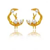 Stud Earrings S925 Silver Needle Japanese And South Korea Sweet Cute Moon Little Lady Temperament Pearl Earring Female