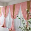 Party Decoration White Curtain Blush Pink Ice Silk Gold Sequin Drape Backdrop Wedding Birthday