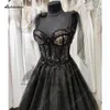 Party Dresses Lakshmigown Glitter Gothic Black Corset Wedding Lace Up Back 2023 Robe Sparkly Women Reception for Bridal Gown 230328