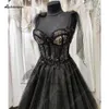 Partykleider Lakshmigown Glitter Gothic Black Korsett Hochzeit Schnürung Rücken 2023 Robe Sparke Frauenempfang für Brautkleid 230328