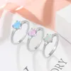Band Rings clássico eterno coração anel de prata mulher azul rosa branca opala anel de noivado de jóias de moda feminina z0327