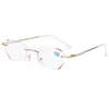 Sunglasses May F2023 Elegant Reading Glasses For Women High Quality Rimless Prescription Ladies Blue Light Blocking