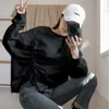 Women's Hoodies Sweatshirts Tidak Ada Topi Wanita Serut Musim Semi Pendek Longgar Rekreasi Perempuan Kaus Korea Sederhana Fashion Atasan In 230328