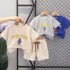 Conjunto de roupas de verão para meninos de algodão 2023 novo estilo de moda conjuntos de bebê roupas infantis roupas curtas