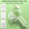 Fruit Vegetable Tools 4 In1 Multifunctional Electric Vegetable Cutter Rotate Slicer Garlic Mud Masher Garlic Chopper Cutting Pressing Mixer Food Slice 230328