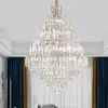 Lustres en cristal modernes à LED luminaires grand lustre de luxe américain pour les maisons lampes suspendues européennes brillantes hall d'entrée de l'hôtel Escaliers Droplight Lustre