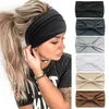 Copricapo turbante vintage Tinta unita Nodo Fasce larghe per donna Cotone morbido Sport Fasce elastiche per capelli Accessori Yoga Bandana