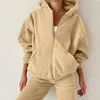 Kvinnors hoodies Kvinnors casual tracksuit Autumn and Winter Hooded Set fashionabla solid Color Sweater Pants Two Piece Suit