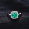 925 Sterling Silver Band Ring Jewelry Palaceanillos Women's Engagement Ring Nano Esmeralda Imitation Green Halo Jewelry Style Z0327