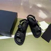 Designer-Schuhe, Damen-Sandalen, Slingback-Plattform, Dad-Sandalen, Schuhe aus Leder, Kalbsleder, gesteppt, Slides, Sommer-Opa-Luxus-Sandalen für Damen, Strand-Riemen-Sandalen mit Box