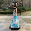 11 '' Glass Bong Glow in the Dark Mermaid Pipa da fumo dipinta a mano Narghilè con becher spesso con ciotola maschio downstem 14mm
